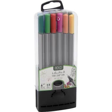 Roco Fineliner Pen
Assorted Ink Color, 0.45 mm, Fine Tip, 12 Pieces