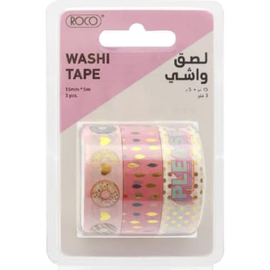 Roco Washi Tape
3 Reel (Foil Tape), 15 mm X 5 m, Assorted Color