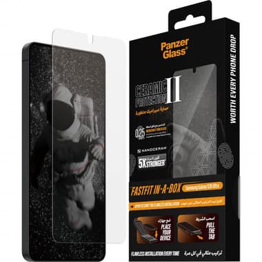 PanzerGlass Ultra-Wide Fit Fastfit In-A-Box Ceramic II Smartphone Screen Protector
for Samsung Galaxy S26 Ultra, Tempered Glass, Clear