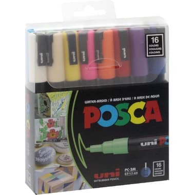 POSCA Bright Color Set - 16 Pieces Graphic Art Marker
Assorted Color, Round Tip