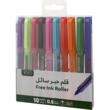 روكو فري انك رولر قلم حبر سائل
ألوان حبر متنوعة, 0.5 مم, رأس ابرة, قطع 10