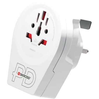 Skross 1.500293-E 20W PD
1 USB-A, 1 USB-C, Fast Charging, World To UK Universal Power Adapter