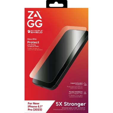 Zagg Invisible Shield Glass Elite Case Friendly Smartphone Screen Protector
for iPhone 15 Pro, Tempered Glass, Clear