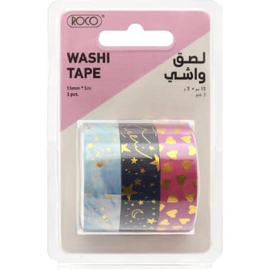 Roco Washi Tape
3 Reel (Foil Tape), 15 mm X 5 m, Assorted Color