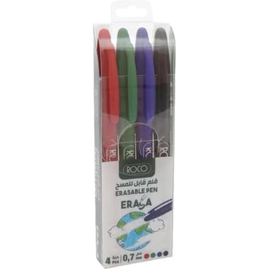 Roco Erasable Pen
Blue;Black;Red;Green Ink Color, 0.7 mm, Ballpoint, 4 Pieces
