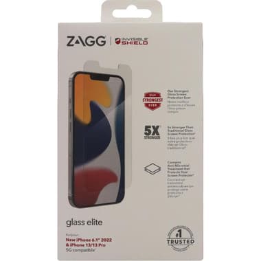 Zagg Invisible Shield Glass Elite Case Friendly Smartphone Screen Protector
for iPhone 14/iPhone 13/iPhone 13 Pro, Tempered Glass, Clear