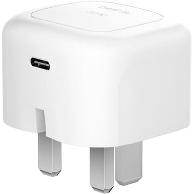 Belkin BoostCharge 30W Cube Charger with Single USB-C PD and Foldable Pins
USB PD (Power Delivery), 30 Watts, Single USB-C (PD), White