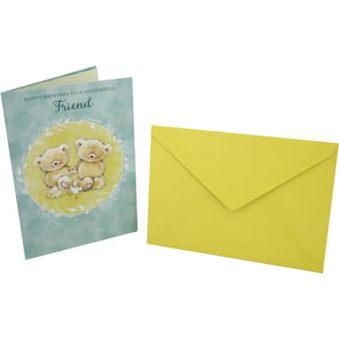 Designer Greetings Card & Envelope
"Happy Birthday to a Wonderful Friend", Assorted Color