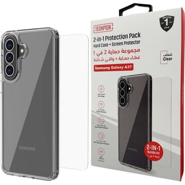 Techpick Clear Case + Tempered Glass Smartphone Case Bundle
for Samsung Galaxy A37 5G, Clear