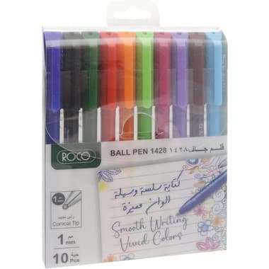روكو 1428 قلم حبر جاف
ألوان حبر متنوعة, 1 مم, رأس حبر كروية, قطع 10