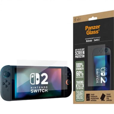 PanzerGlass Gaming Handheld Screen Protector
for Nintendo Switch 2, Rounded Edges, Crystal Clear, Anti Blue Light