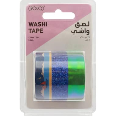 Roco Washi Tape
3 Reel (washi, glitter, laser), 5 m X 15 mm, Assorted Color
