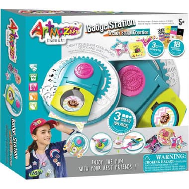 Tasia Artmazin Badge Station
Trendy Badge Creation, Teal/Pink/Green