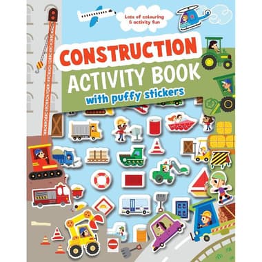 Construction Activity Book with Puffy Stickers - Lots of Colouring & Activity Fun
false