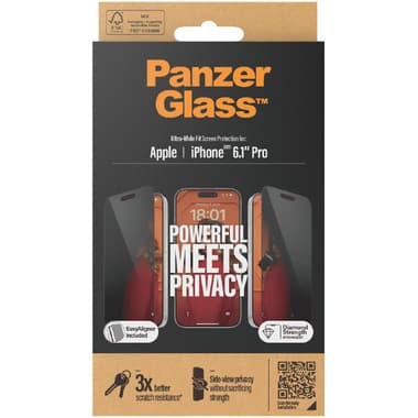PanzerGlass Ultra-Wide Fit Smartphone Screen Protector
Tempered Glass, Privacy, for iPhone 15 Pro