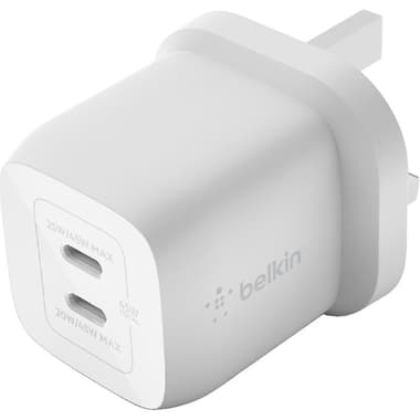 Belkin BoostCharge Pro Dual USB-C GaN Wall Charger with PPS 45W
USB PD (Power Delivery), 45 Watts, Dual USB-C, White