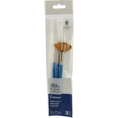 Winsor & Newton Cotman Short Handle Artist Brush
Soft Synthetic Hair, Flat/Round/Fan, for Watercolor, Round: 2;Fan: 4;Flat:6, 3 Pieces