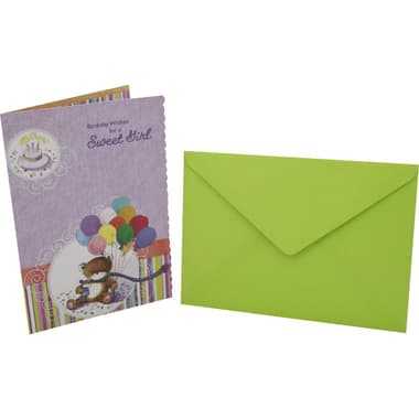 Designer Greetings Card & Envelope
"Birthday Wishes for a Sweet Girl", Assorted Color