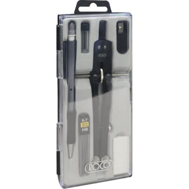 Roco Compass
Compass Precision; Mechanical Pencil Sharpener; Eraser; 0.7 Refill, up to 32 cm, Plastic/Steel