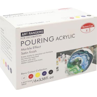 Art Rangers Pouring Medium
Marble Effect Acrylic Color, Basic Colors, 6 Colors 100.00 ml ( 3.52 oz )