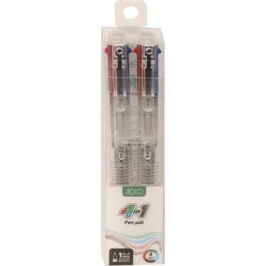 Roco 4-in-1 Multi-Function Pen
Black;Blue;Green;Red Ink Color, 1 mm, Ballpoint, 2 Pens
