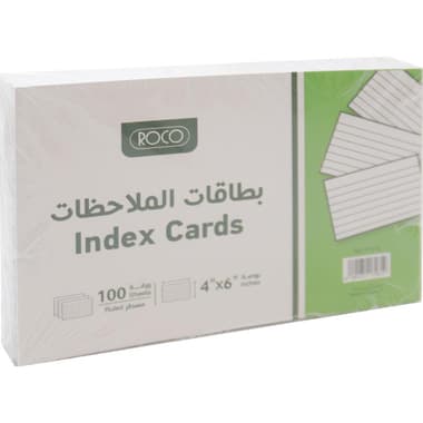Roco Index Cards
4" X 6", White