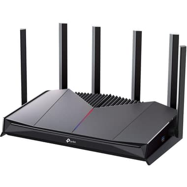 TP-Link Archer GE400 Gaming Router
up to 6.5 Gbps, Dual Band (2.4 GHz/5 GHz), Wi-Fi 7 (802.11a/b/g/n/ac/ax/be), 5 Port (GbE), Black