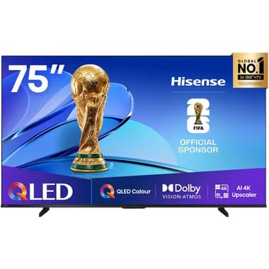 Hisense 75" Smart TV
4K QLED, 60 Hz, Black, E7Q