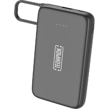 Techpick Power Bank with Built-In USB-C Cable 20W
PD Fast Charging, 10000 mAh, Dual USB-C, Black