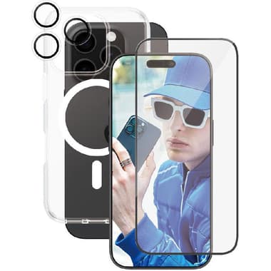 PanzerGlass 3-in-1 Pack CARE MagSafe Case + Ulta-Wide Fit Screen Protector + Hoops Camera Lens Protector Smartphone Case Bundle
for iPhone 16 Pro, Clear