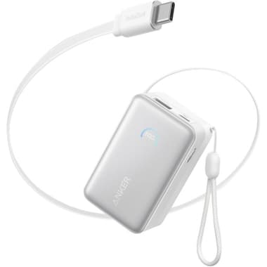Anker Nano Power Bank with Built-In Rectractable USB-C Cable
10000 mAh, Dual USB, White