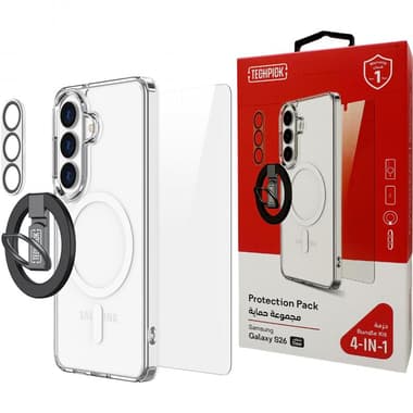 تيكبيك 4 في 1 بروتيكشن باك غلاف صلب ماغ سيف + زجاج مقوى + واقي لعدسة الكاميرا + مغناطيسي مجموعة حافظة للهاتف الذكي
متوافق مع سامسونج جالكسي اس 26 ايدج, شفاف