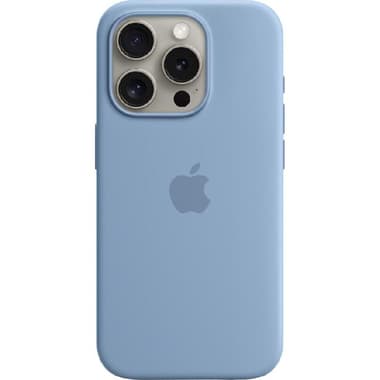 Apple Silicone Back Cover Mobile Case with MagSafe
for iPhone 15 Pro, Winter Blue