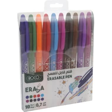 Roco Erasable Pen
Assorted Colors, 0.7 mm, Ballpoint, 10 Pens