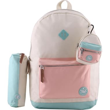Atrium Classic Backpack with Accessory
for 15" (Device), Ivory/Pink/Green
