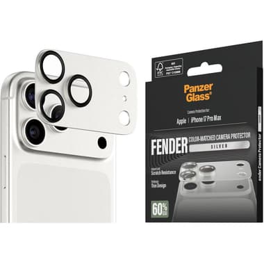 PanzerGlass Fender Color-Matched Camera Protector (Full Frame) Smartphone Camera Accessory
for iPhone 17 Pro Max, Silver