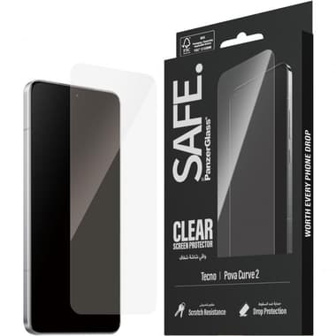 PanzerGlass SAFE Case Friendly Smartphone Screen Protector
for Tecno Pova Curve 2, Tempered Glass, Edge-to-Edge, Black
