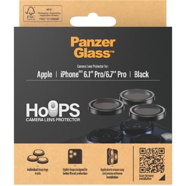 PanzerGlass Hoops Camera Lens Protector (Individual Ring) Smartphone Camera Accessory
for iPhone 15 Pro/iPhone 15 Pro Max, Black
