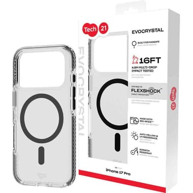 Tech21 EvoCrystal with MagSafe Back Cover Mobile Case with MagSafe
for iPhone 17 Pro, Clear/Black