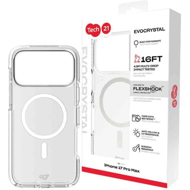 Tech21 EvoCrystal with MagSafe Back Cover Mobile Case with MagSafe
for iPhone 17 Pro Max, Clear/Metalic Silver