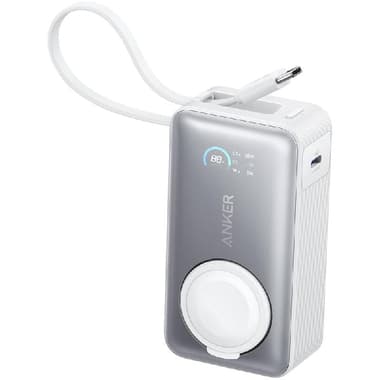 Anker Nano Power Bank 10K mAh 30W with Built-In USB-C Cable
Foldable Apple Watch Charger, Fast Battery Charging, 10000 mAh, Single USB-C (I/O Charging), White