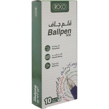 روكو قابل للسحب قلم حبر جاف
أزرق لون الحبر, 0.7 MM, رأس حبر كروية, 10 أقلام