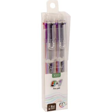 Roco 6-in-1 Multi-Function Pen
Assorted Ink Color, 1 mm, Ballpoint, 2 Pens