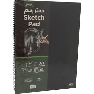 Roco Sketch Pad
Hard Back, 160 gsm, Black, A3, 40 Sheets