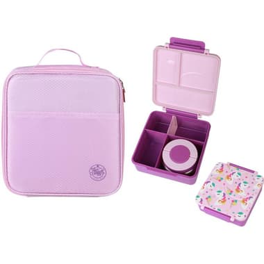 Atrium Lunch Kit
Bento-Style Compartment with Stainless Steel Food Jar in Unicorn Pattern, Purple