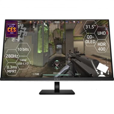 اتش بي اومن ترانسيند 31.5 بوصة
شاشة ألعاب, أوليد, 4K الترا اتش دي, 240 Hz, 0.03 مللي ثانية (جي تي جي), واط 3 × 4) مكبرات صوت رباعية مدمجة), أبيض/أسود