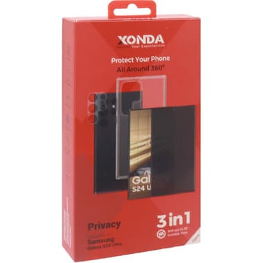 Xonda 3-in-1 Clear Case + Privacy Tempered Glass + Camera Lens Protector Smartphone Case Bundle
for Samsung Galaxy S24 Ultra, Clear