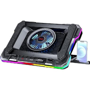 Techpick Radiator Fan RGB
Laptop Cooling Stand (19") + Cellphone Stand, for Laptop/Gaming Laptop, Black