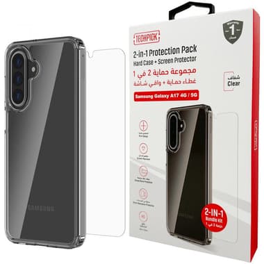 Techpick Clear Case + Tempered Glass Smartphone Case Bundle
for Samsung Galaxy A17 4G/Galaxy A17 5G, Clear