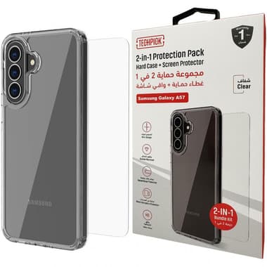 Techpick Clear Case + Tempered Glass Smartphone Case Bundle
for Samsung Galaxy A57 5G, Clear